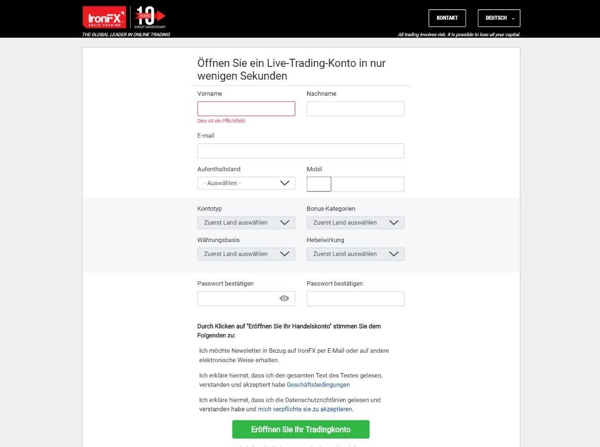 Ein Konto eröffnen IronFX Ein Konto eröffnen IronFX